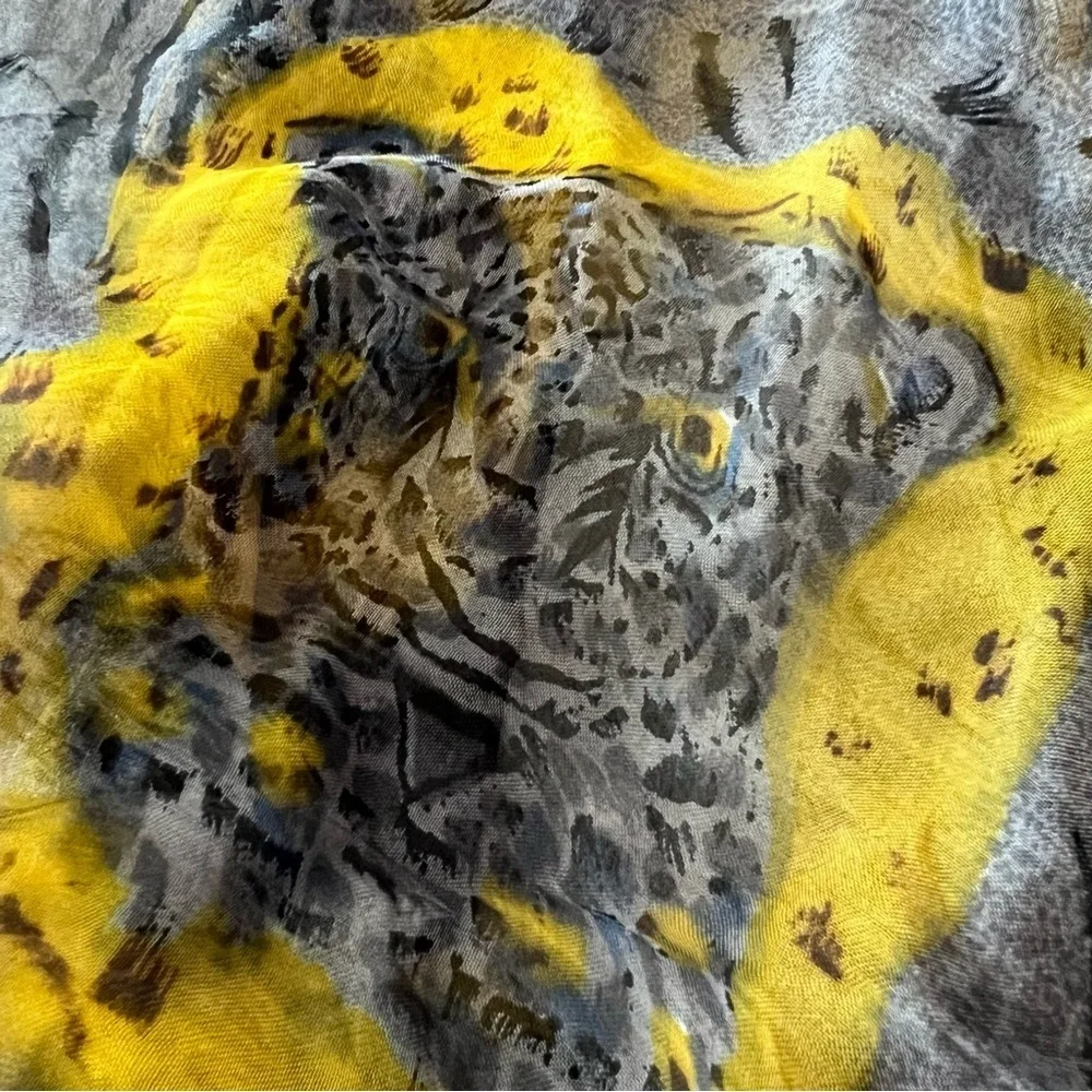 Tiger Chiffon Silk Long Scarf Shawl Wrap 40”x65”.